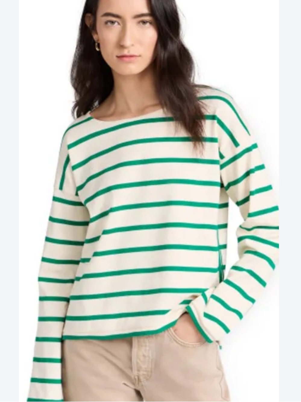 La Ligne Breton Striped 100% Cotton Long Sleeve Boatneck Shirt Preppy Classic